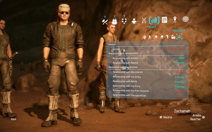 You can check your relations with other factions at any moment in the game. - Factions in the game - Companions and factions - The Technomancer Game Guide