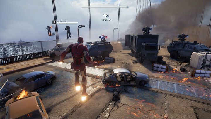 As Iron Man, you will have to complete a short flying guide and learn how to shoot moving targets - Marvels Avengers: The light that failed, walkthrough - Gold Coast - Marvels Avengers Guide