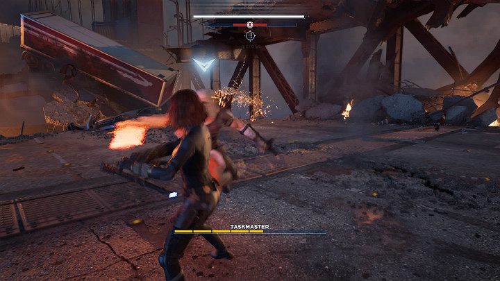 In this phase, you have to use grapple hook to counter the opponents ability and avoid receiving damage from bombs - Marvels Avengers: The light that failed, walkthrough - Gold Coast - Marvels Avengers Guide