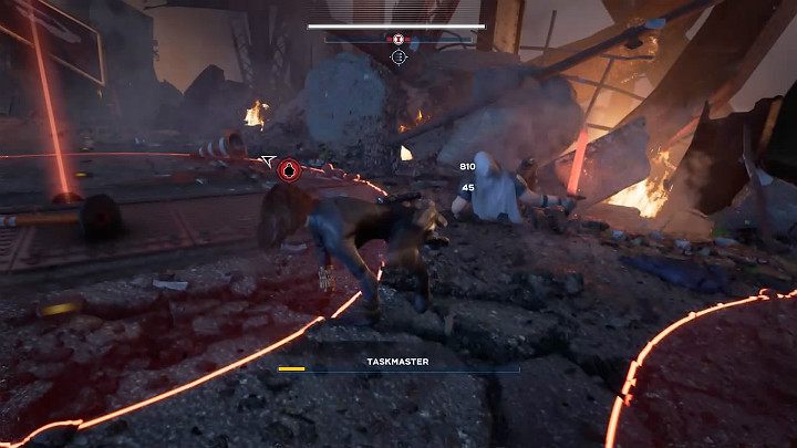 Try to use the grapple when the opponent is near the red circles - Marvels Avengers: The light that failed, walkthrough - Gold Coast - Marvels Avengers Guide