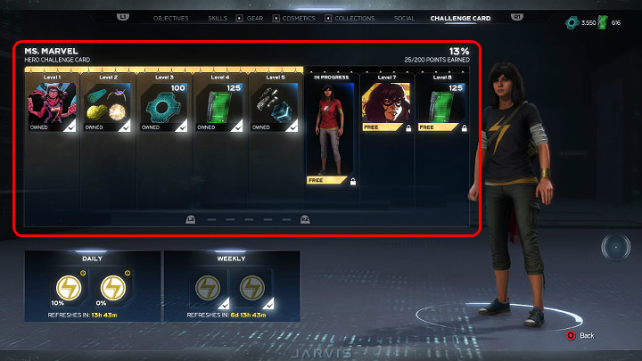To fully level up a Hero Challenge Card in Marvels Avengers you will need to get 200 challenge points - Marvels Avengers: Challenge Card - Character development - Marvels Avengers Guide