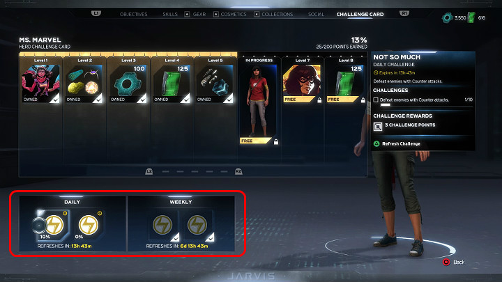 Daily and weekly missions in Marvels Avengers do not reward players with additional experience points - Marvels Avengers: Challenge Card - Character development - Marvels Avengers Guide