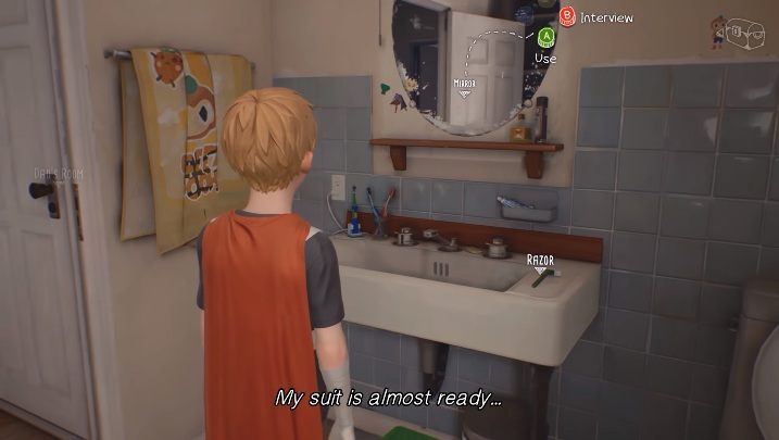 After that you can interact with the mirror (INTERVIEW) - Other parts of the house - The Awesome Adventures of Captain Spirit Walkthrough - Walkthrough - The Awesome Adventures of Captain Spirit Game Guide