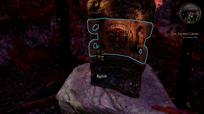 When the fairy reaches the third totem, you must rotate the second - The Sacred Grove | The Bards Tale 4 Main Quest Walkthrough - Main Quests - The Bards Tale 4 Game Guide