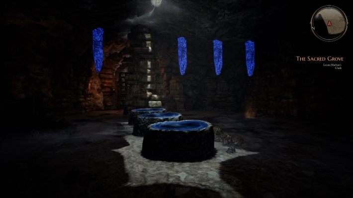 To solve this puzzle, you have to pull the levers on the left in this order: left, down, right, down, left, down, right, down, left, down, right, right - The Sacred Grove | The Bards Tale 4 Main Quest Walkthrough - Main Quests - The Bards Tale 4 Game Guide