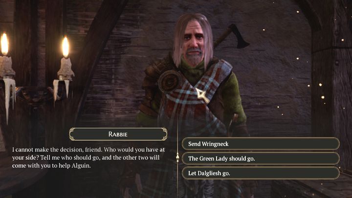 The options to choose from. - Who to send to Haernhold in The Bards Tale 4? - FAQ - The Bards Tale 4 Game Guide