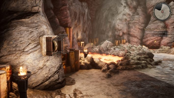 The second such a totem, connected with the second button, is located behind a rock, opposite the gate - Song of the Sentry | Side Quests in The Bards Tale 4 - Side Quests - The Bards Tale 4 Game Guide