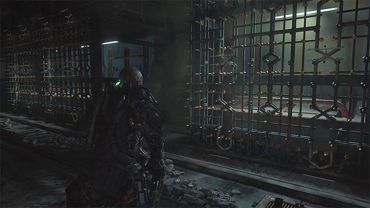 In the next location, after eliminating or avoiding the blind creatures, choose the passage between the rows of spikes (picture) - Callisto Protocol: Tactical Pistol schematic - secrets, collectibles - Schematics - The Callisto Protocol Guide