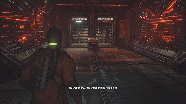 You can explore the room now that the captain is out of the equation (new collectible) or head immediately to Security Checkpoint P402 - Callisto Protocol: Outbreak - Walkthrough - The Callisto Protocol Guide