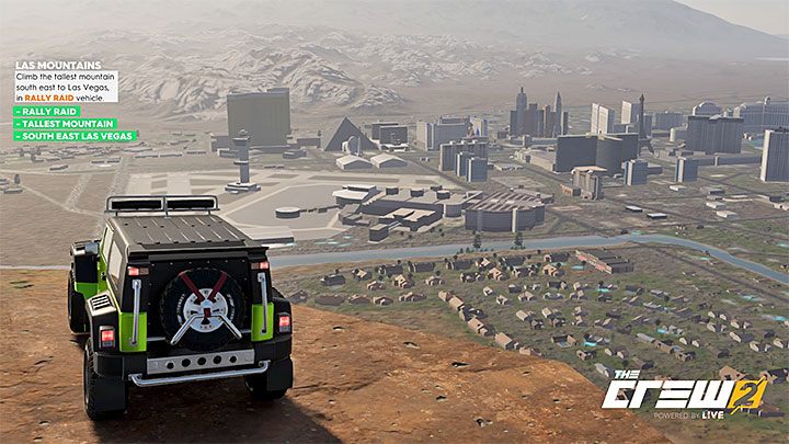 Description: Climb the tallest mountain south east to Las Vegas, in Rally Raid vehicle - The Crew 2: Album - Off-Roadin - The Crew 2: Photo Ops - The Crew 2 Game Guide