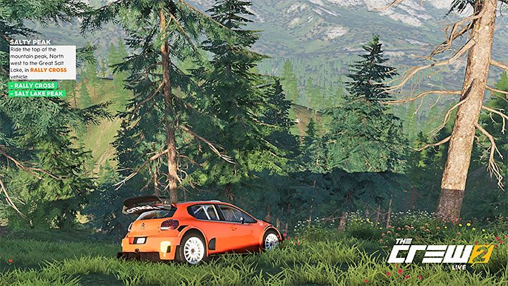 Description: Ride the top of the mountain peak, North west to the Great Salt Lake, in Rally Cross vehicle - The Crew 2: Album - Off-Roadin - The Crew 2: Photo Ops - The Crew 2 Game Guide