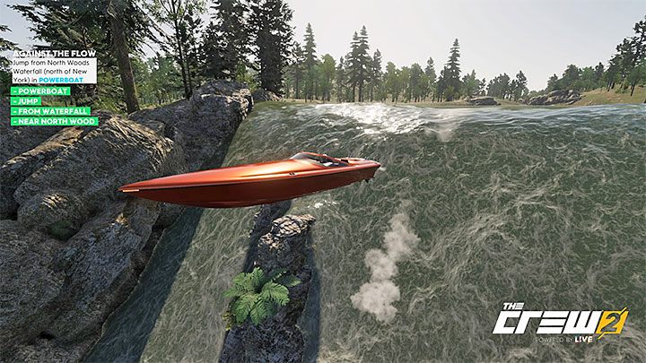 Description: Jump the North Woods Waterfall (north of New York) in a Powerboat - The Crew 2: Album - Freestyle - The Crew 2: Photo Ops - The Crew 2 Game Guide