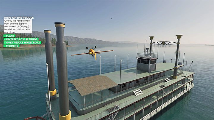 Description: Overfly the PeddleWheel boat on Lake Superior (north-west of Chicago) head down at dawn with any plane - The Crew 2: Album - Freestyle - The Crew 2: Photo Ops - The Crew 2 Game Guide