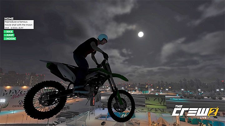 Description: Reproduce a famous movie shot with the moon and - The Crew 2: Album - Freestyle - The Crew 2: Photo Ops - The Crew 2 Game Guide