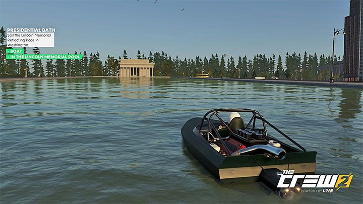 Description: Sail the Lincoln Memorial Reflecting Pool, in Washington - The Crew 2: Album - Freestyle - The Crew 2: Photo Ops - The Crew 2 Game Guide