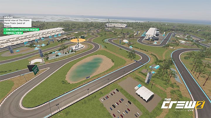 Description: Aerial view of The Miami Race Track - The Crew 2: Album - Pro Racing - The Crew 2: Photo Ops - The Crew 2 Game Guide