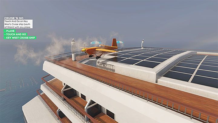 Description: Touch And Go on Key Wests Cruise ship (south of Miami) with any plane - The Crew 2: Album - Pro Racing - The Crew 2: Photo Ops - The Crew 2 Game Guide