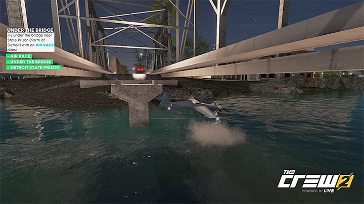 Description: Fly Under the bridge near State Prison (north of Detroit) with an Air Race plane - The Crew 2: Album - Pro Racing - The Crew 2: Photo Ops - The Crew 2 Game Guide
