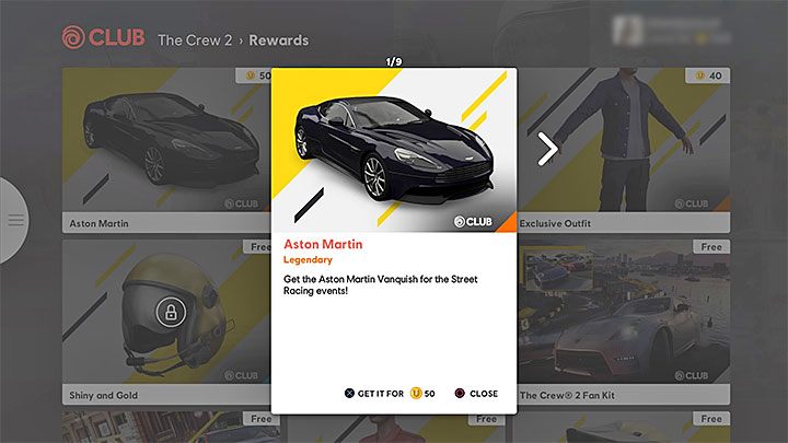 Aston Martin Vanquish from SR category (presented in the picture above) is definitely the most important reward to unlock - The Crew 2: Ubisoft Club challenges Trophy - The Crew 2: Trophies & Achievements - The Crew 2 Game Guide