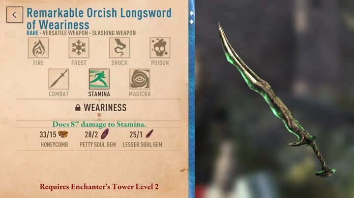 The type of bonus you can choose depends on the type of item and the higher the level of your enchanters tower, the higher the rank of the bonus you can choose - Enchanting equipment in TES Blades - Equipment - The Elder Scrolls Blades Guide and Tips