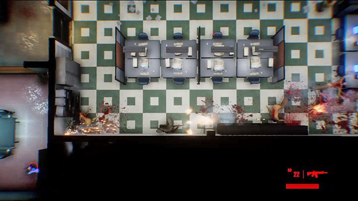 During the stage you need to travel east, exploring smaller rooms located to the north and south in order to take out all of the enemies - Chapter 5 - Today | The Hong Kong Massacre Walkthrough - Walkthrough - The Hong Kong Massacre Guide