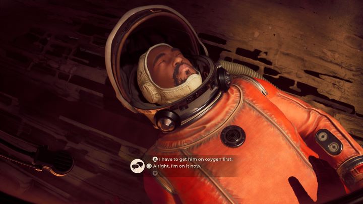 By selecting the upper dialogue option, Yasna will give her oxygen tank to Gorski, exposing herself to the planet's harmful atmosphere - The Invincible: Should I give the oxygen bottle to Gorski? - Important Choices - The Invincible Guide