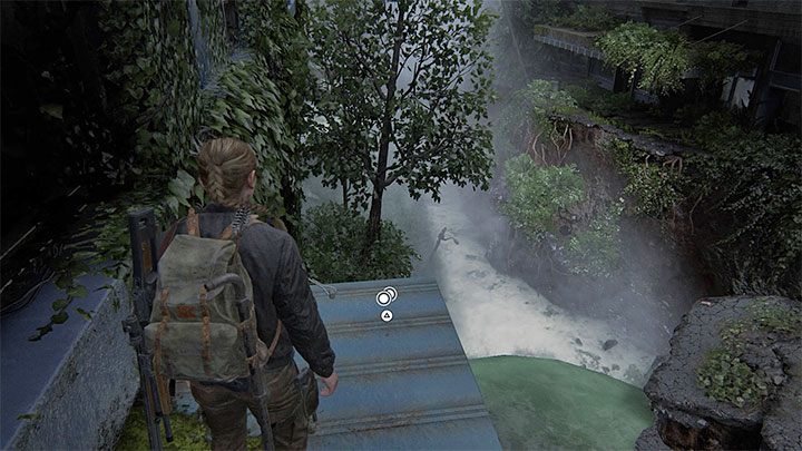 The coin lies at the very end of the blue canopy - The Last of Us 2: The Shortcut - collectibles, artefacts, coins - Seattle Day 2 - Abby - The Last of Us 2 Guide