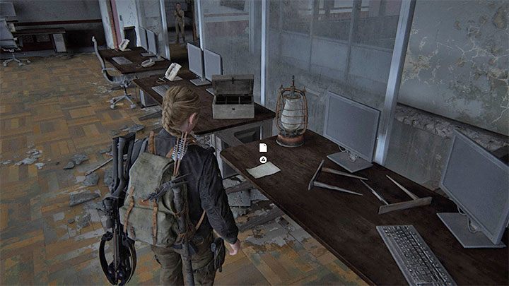 Not long after using the ladder, you will reach office 808 of a ruined building - The Last of Us 2: The Shortcut - collectibles, artefacts, coins - Seattle Day 2 - Abby - The Last of Us 2 Guide