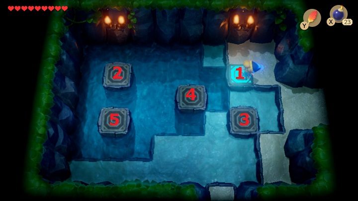 Go down the corridor and move the block to go to the room on the left - Anglers Tunnel | Links Awakening Walkthrough - Walkthrough - Links Awakening Guide