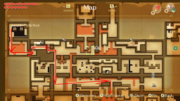 Go back to the previous chamber and go right - Turtle Rock | Links Awakening Walkthrough - Walkthrough - Links Awakening Guide