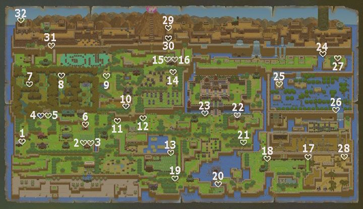 Zelda: Link's Awakening - All 32 Heart Piece Locations (Switch Guide &  Walkthrough) 