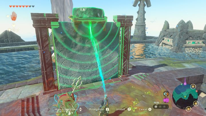 At the faucet you will find a stone barrier that you must lift up to drain the water from the pool - Zelda TotK: Sidon of the Zora - Walkthrough - Zelda Tears of the Kingdom Guide