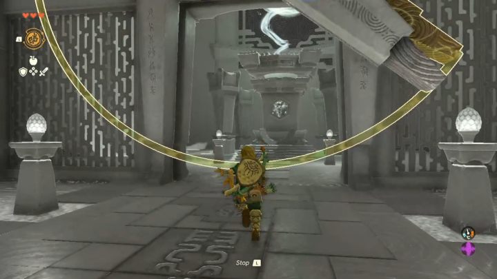 Run quickly through the open gate and approach the altar - Zelda TotK: Nachoyah Shrine - Sky - Zelda Tears of the Kingdom Guide