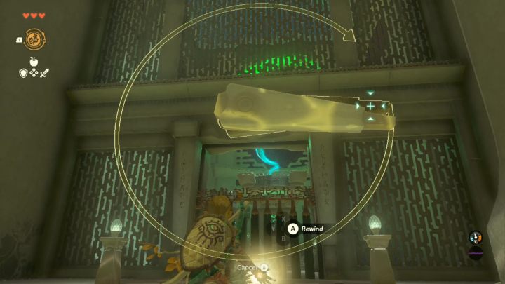 Wait until both hands of the clock are in the same position and activate Recall - Zelda TotK: Nachoyah Shrine - Sky - Zelda Tears of the Kingdom Guide