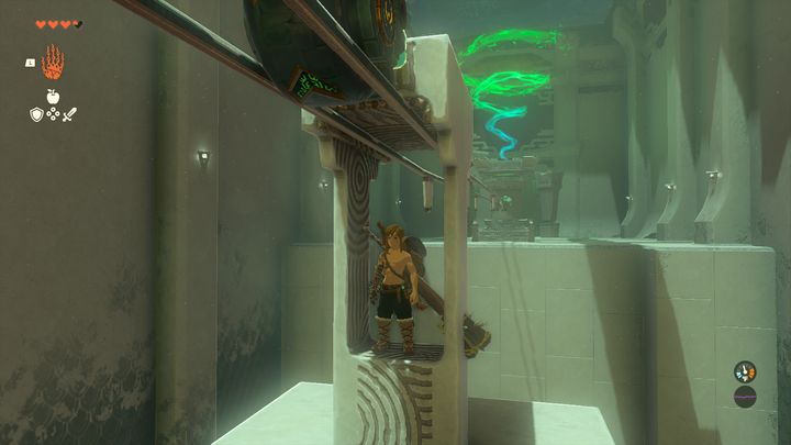 Once you're through, place one of the two wheels on the rail - Zelda Tears of the Kingdom: Susuyai Shrine - Surface - Zelda Tears of the Kingdom Guide