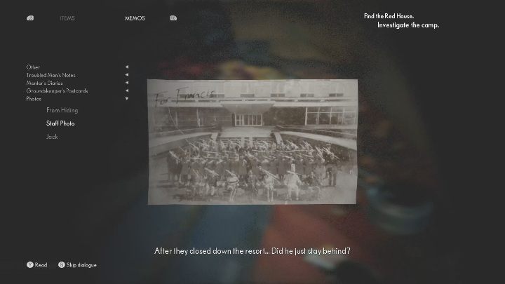 In the tent, you can find a photo (important for the plot) and a postcard (one of the collectibles) - The Medium: Nature park Niwa - walkthrough - Walkthrough - The Medium Guide