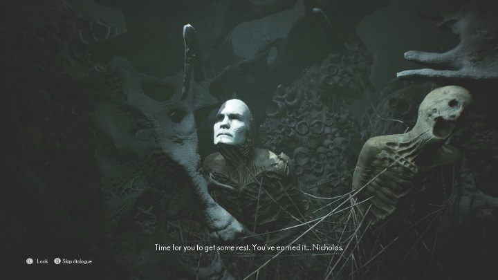 After getting all the important items, go back to Nicholas and put the mask on his face - The Medium: On the other side of the mirror - walkthrough - Walkthrough - The Medium Guide