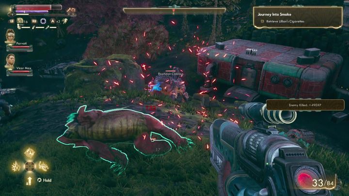 If you agree to help Lillian, you need to go to the Raptidon pen locatd nearby - Journey into Smoke | The Outer Worlds side quest - Roseway - The Outer Worlds Guide