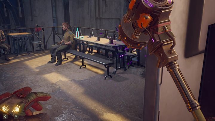 The man in question, Caleb, can be found on the first floor of The Yachts Club - Herricks Handiwork | The Outer Worlds side quest - Monarch - The Outer Worlds Guide