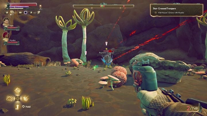 There are raptidons around the burial area - Star-Crossed Toopers | The Outer Worlds Companion quest - Nyoka - The Outer Worlds Guide