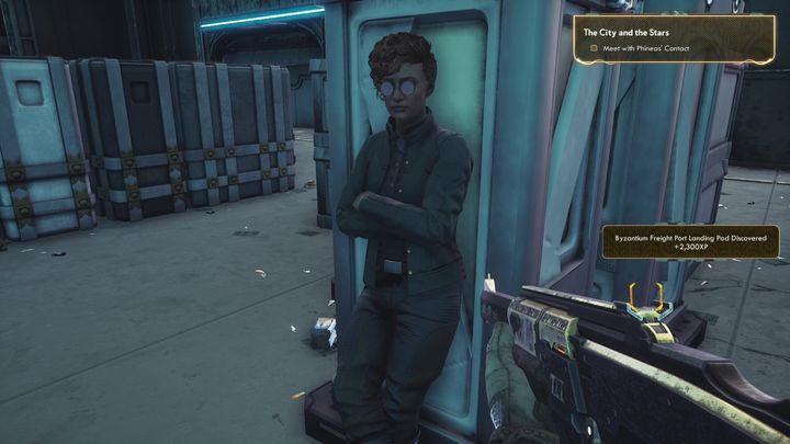 While heading to Byzantium, choose the landing pad at the docks - The City and the Stars | The Outer Worlds Walkthrough - Phines questline - The Outer Worlds Guide