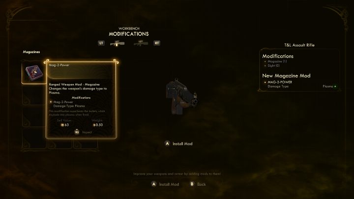 Modifications will make a given weapon better. - 10 best starting tips | The Outer World - Basics - The Outer Worlds Guide