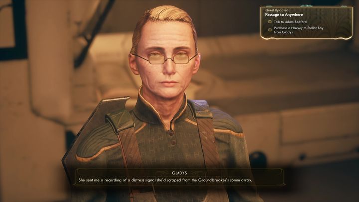 Your first task is to go to Gladys on Groundbreaker - Dont Bite the Sun | The Outer Worlds Companion quest - Parvati - The Outer Worlds Guide
