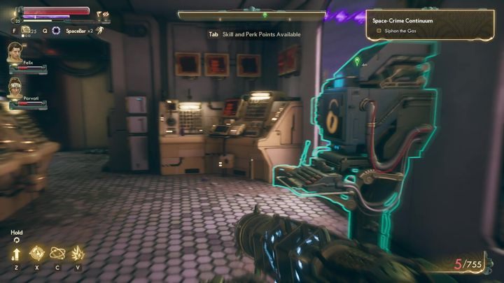 Then head deeper into the complex to find a terminal that will allow you to transfer gas - Space-Time Continuum | The Outer Worlds Faction Quests - SubLight - The Outer Worlds Guide