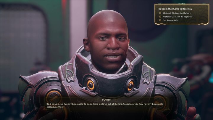As soon as you enter inside, you will encounter Porter and his squad - The Doom That Came to Roseway | The Outer Worlds side quest - Roseway - The Outer Worlds Guide