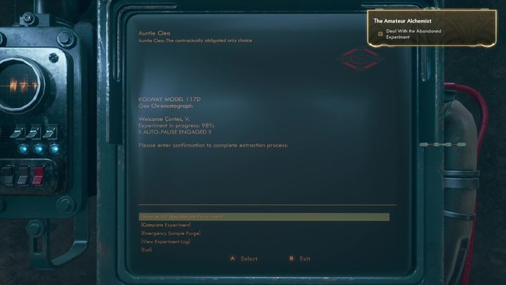 Finally, go back to Vaughn and tell him that the experiment is complete - The Amateur Alchemist | The Outer Worlds side quest - Roseway - The Outer Worlds Guide