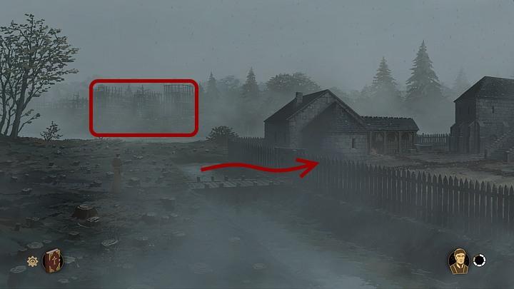 Head towards the gate on the left (fence surrounding the palace) - Chapter Six - The Hamleighs - Book One: From the Ashes - The Pillars of the Earth Game Guide