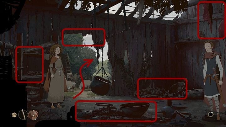 Look around it - there are no items that you can add to your inventory but examining all of the interactive objects a few times (by clicking RMB and LMB) allows you to listen to Alienas commentary about what could have happened here - Chapter Nine - The Oath (Winchester castle yard; market; prison cell;back alley; Huntleigh abandoned house; pastures) - Book Two: Sowing the Wind - The Pillars of the Earth Game Guide