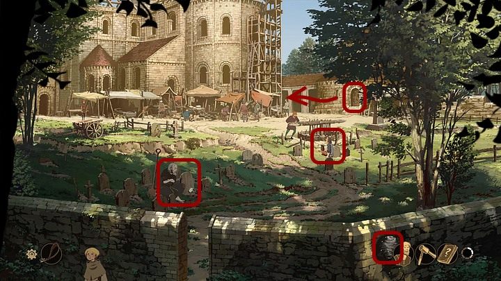 There, you can notice Cuthberts grave and brother Arnaldus who sleeps next to it - speak with him (Cuthberts last days were added to Documents tab) - Chapter Ten - The Rise of Kingsbridge (Kingsbridge - 5 years later) - Book Two: Sowing the Wind - The Pillars of the Earth Game Guide