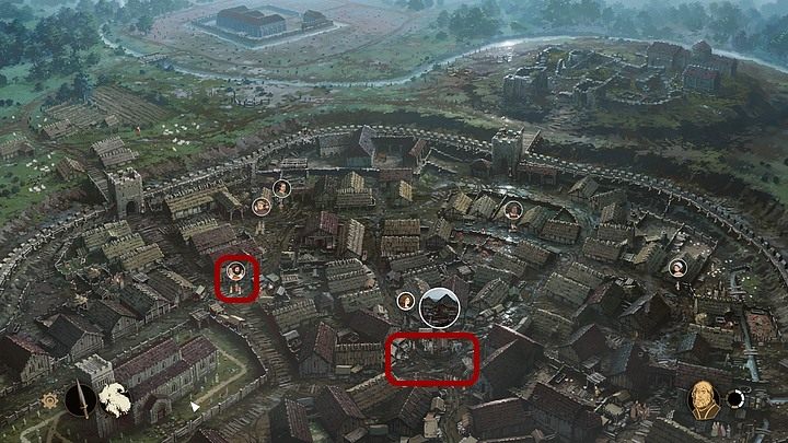 Select Flemish merchants (they are on the left) on the Shirings map - Chapter Eleven - The New Earl (Shiring market; tavern) - Book Two: Sowing the Wind - The Pillars of the Earth Game Guide